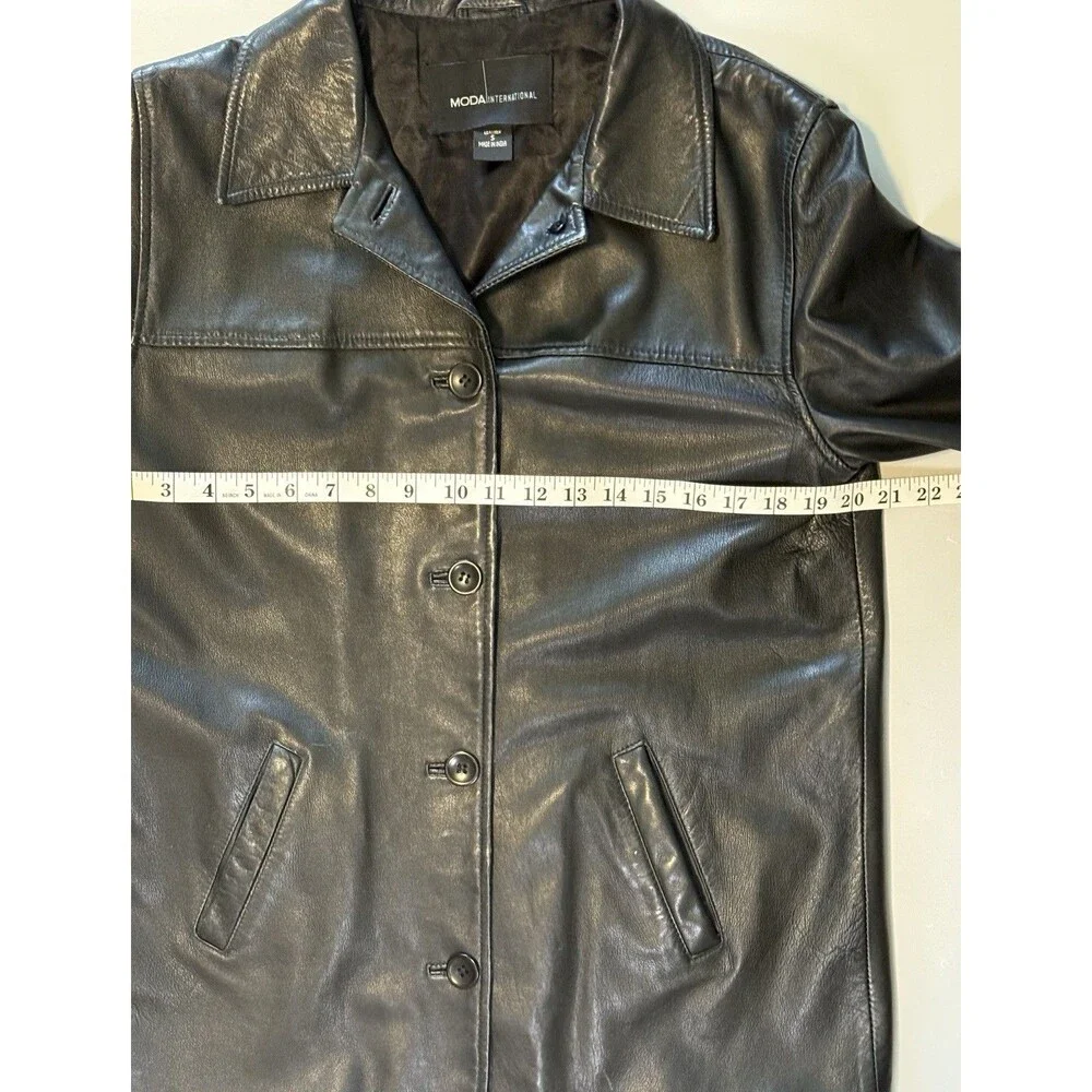 Vintage Moda International Leather Jacket Black Small Victoria's Secret 90s Y2K